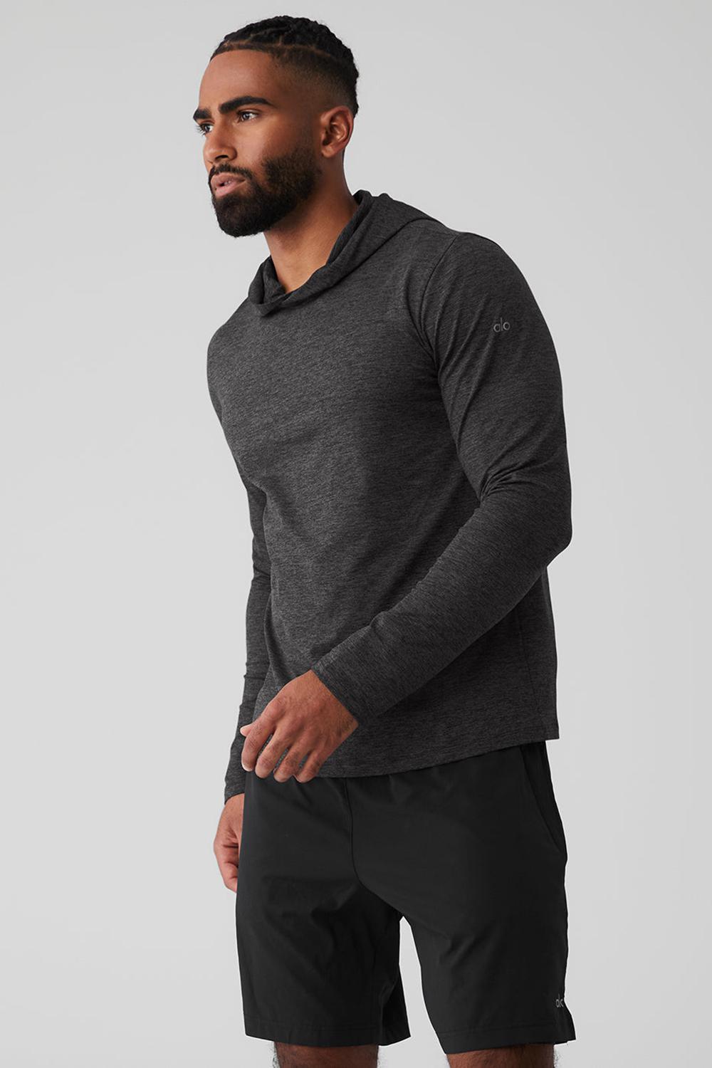 Camisetas Manga Larga Alo Yoga Conquer Reform With Hood Hombre Verde Menta Gris | Colombia  DYRX-07698