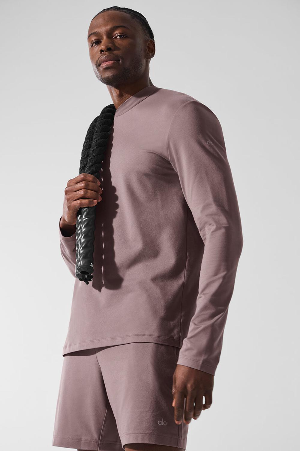 Camisetas Manga Larga Alo Yoga Conquer Reform With Hood Hombre Mushroom | Colombia  MJEF-67324
