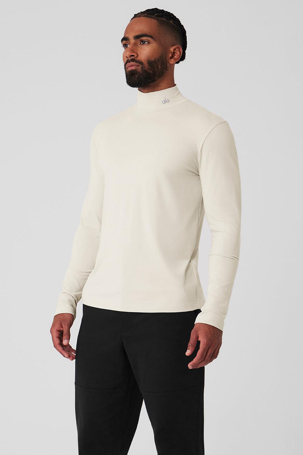 Camisetas Manga Larga Alo Yoga Conquer Reform Mock Neck Hombre Bone | Colombia  EWVU-46219