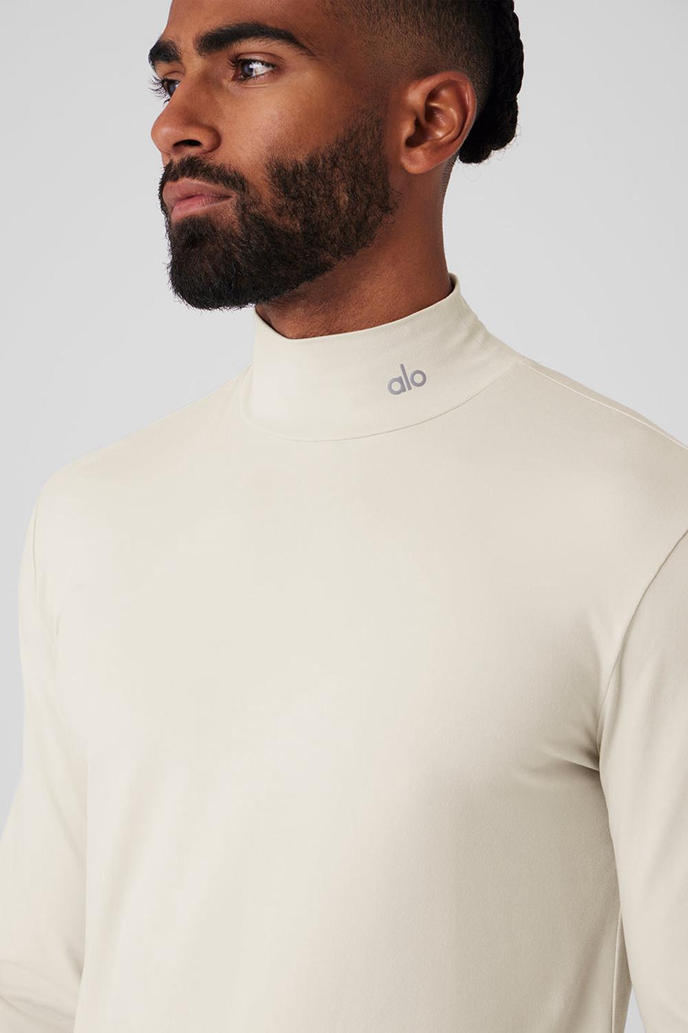 Camisetas Manga Larga Alo Yoga Conquer Reform Mock Neck Hombre Bone | Colombia  EWVU-46219