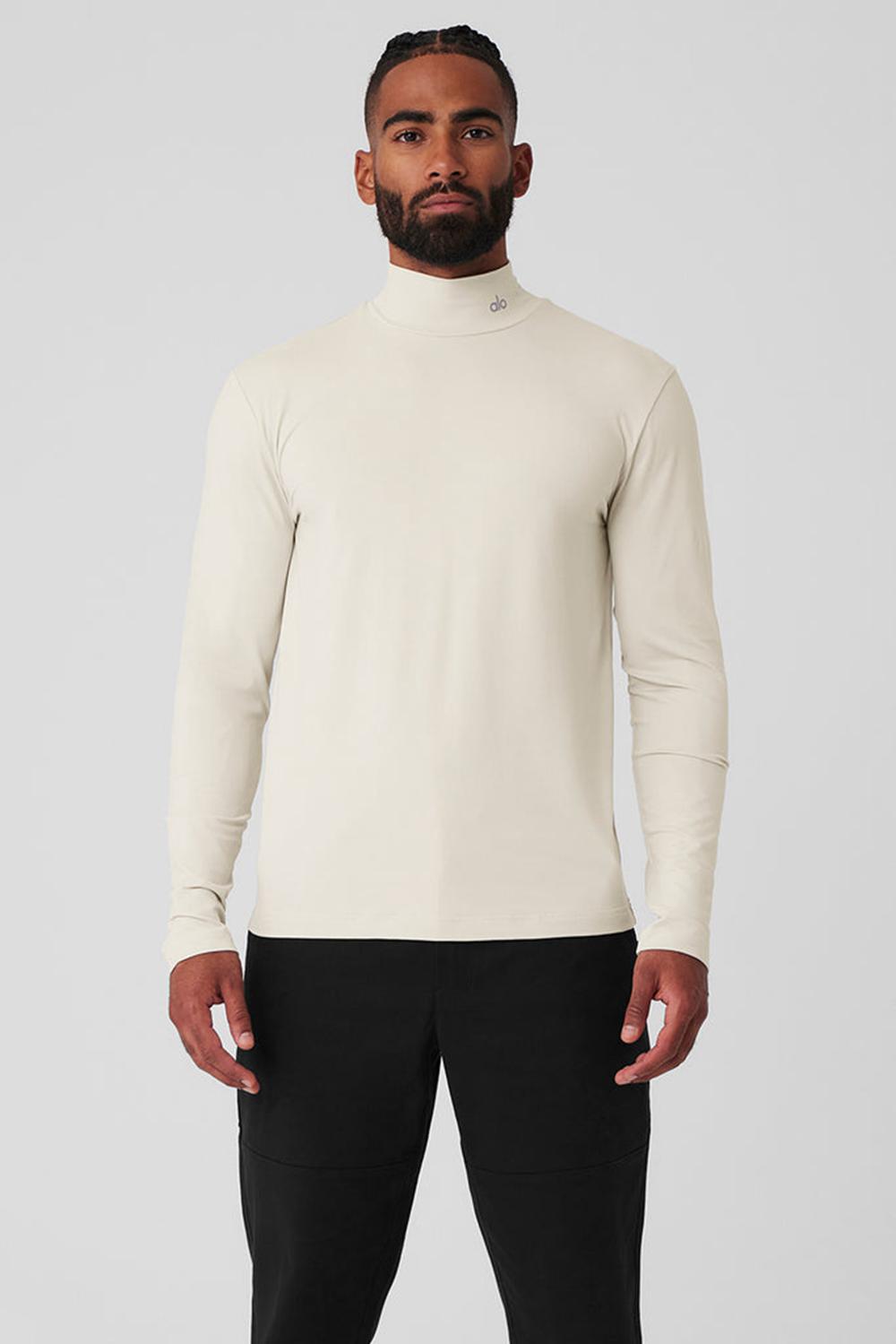 Camisetas Manga Larga Alo Yoga Conquer Reform Mock Neck Hombre Bone | Colombia  EWVU-46219