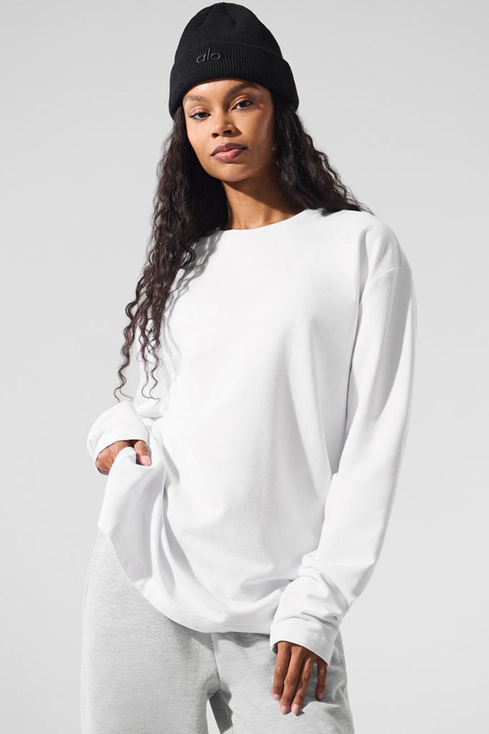 Camisetas Manga Larga Alo Yoga Double Take Crew Mujer Blancas | Colombia  CMAT-81047