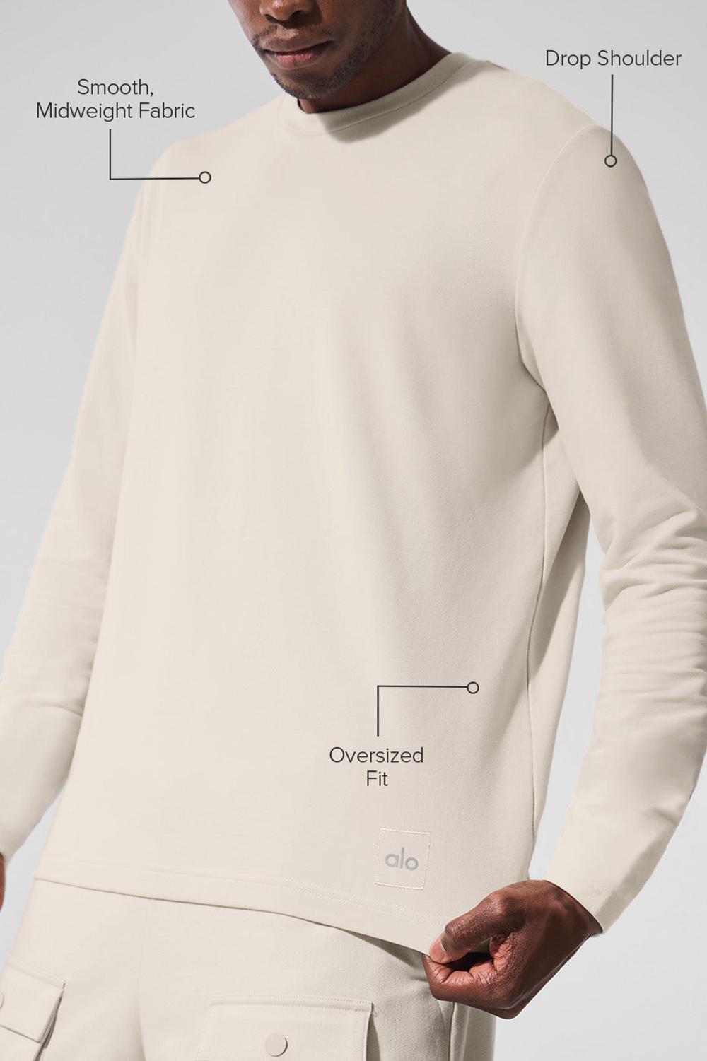 Camisetas Manga Larga Alo Yoga Double Take Crew Hombre Bone | Colombia  UDNV-21549