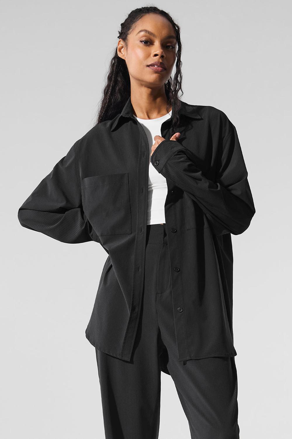 Camisetas Manga Larga Alo Yoga Dreamscape Button Down Mujer Negras | Colombia  YQOB-16932