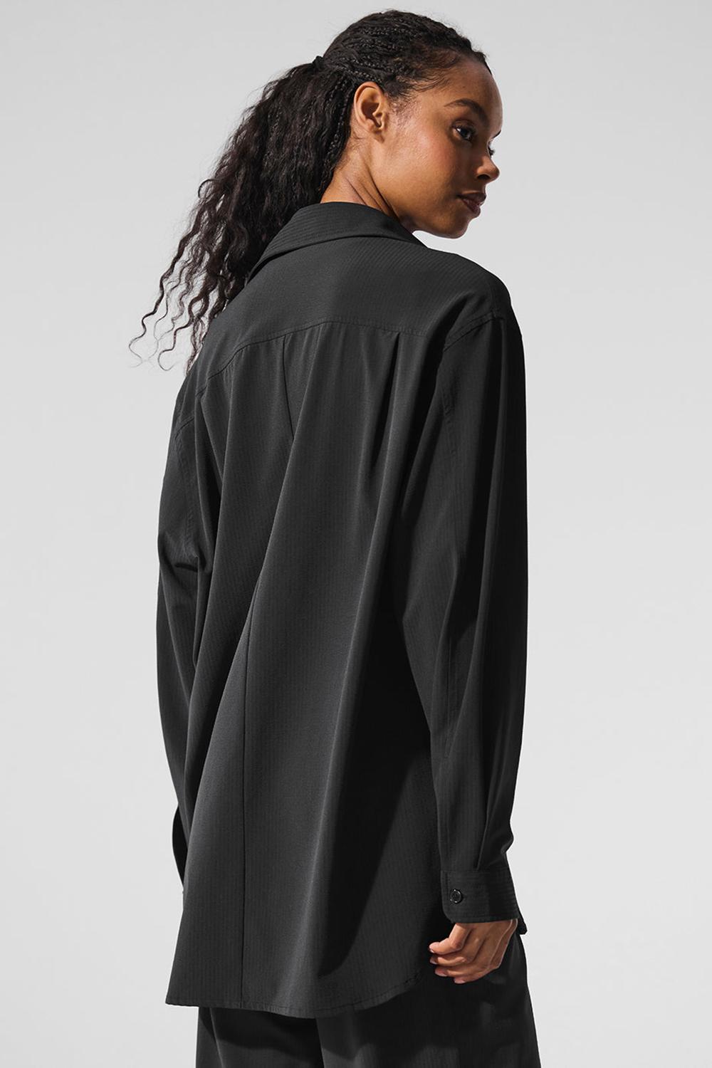 Camisetas Manga Larga Alo Yoga Dreamscape Button Down Mujer Negras | Colombia  YQOB-16932