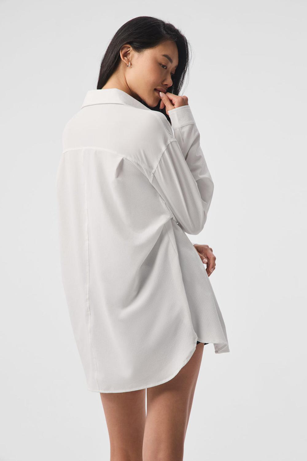 Camisetas Manga Larga Alo Yoga Dreamscape Button Down Mujer Blancas | Colombia  HUZB-19324