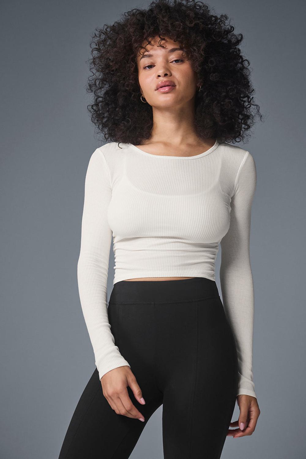 Camisetas Manga Larga Alo Yoga Gather Mujer Ivory | Colombia  ECRQ-37280