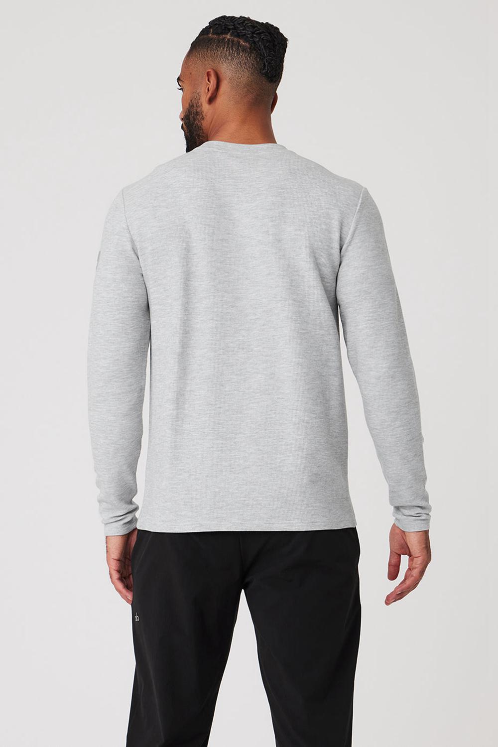 Camisetas Manga Larga Alo Yoga Micro Waffle Fast Break Tee Hombre Gris | Colombia  AVTI-56304