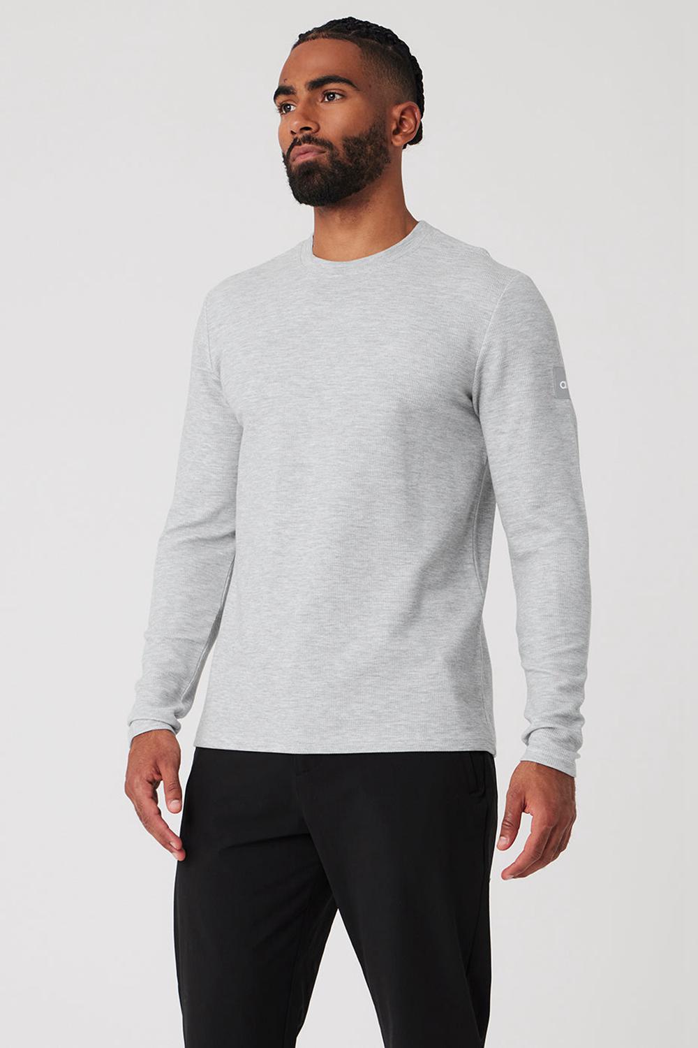 Camisetas Manga Larga Alo Yoga Micro Waffle Fast Break Tee Hombre Gris | Colombia  AVTI-56304