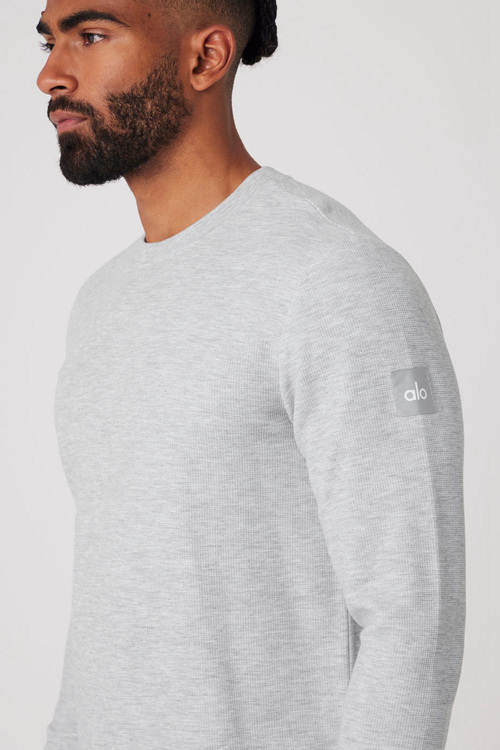 Camisetas Manga Larga Alo Yoga Micro Waffle Fast Break Tee Hombre Gris | Colombia  AVTI-56304