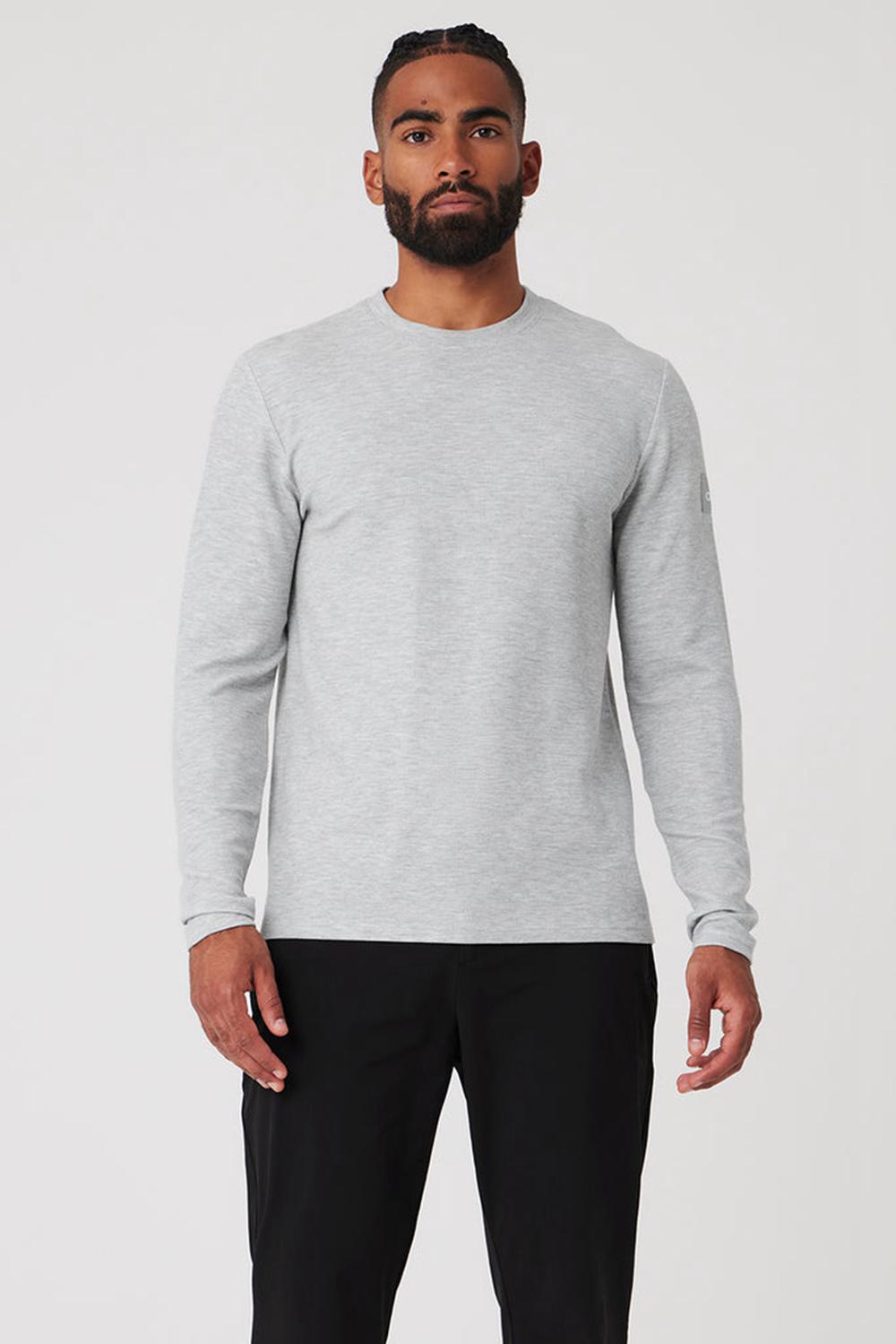 Camisetas Manga Larga Alo Yoga Micro Waffle Fast Break Tee Hombre Gris | Colombia  AVTI-56304