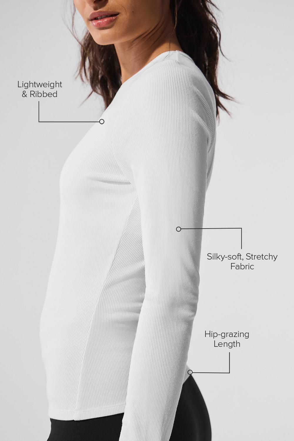 Camisetas Manga Larga Alo Yoga Ribbed Modal Mujer Blancas | Colombia  RZEK-76304