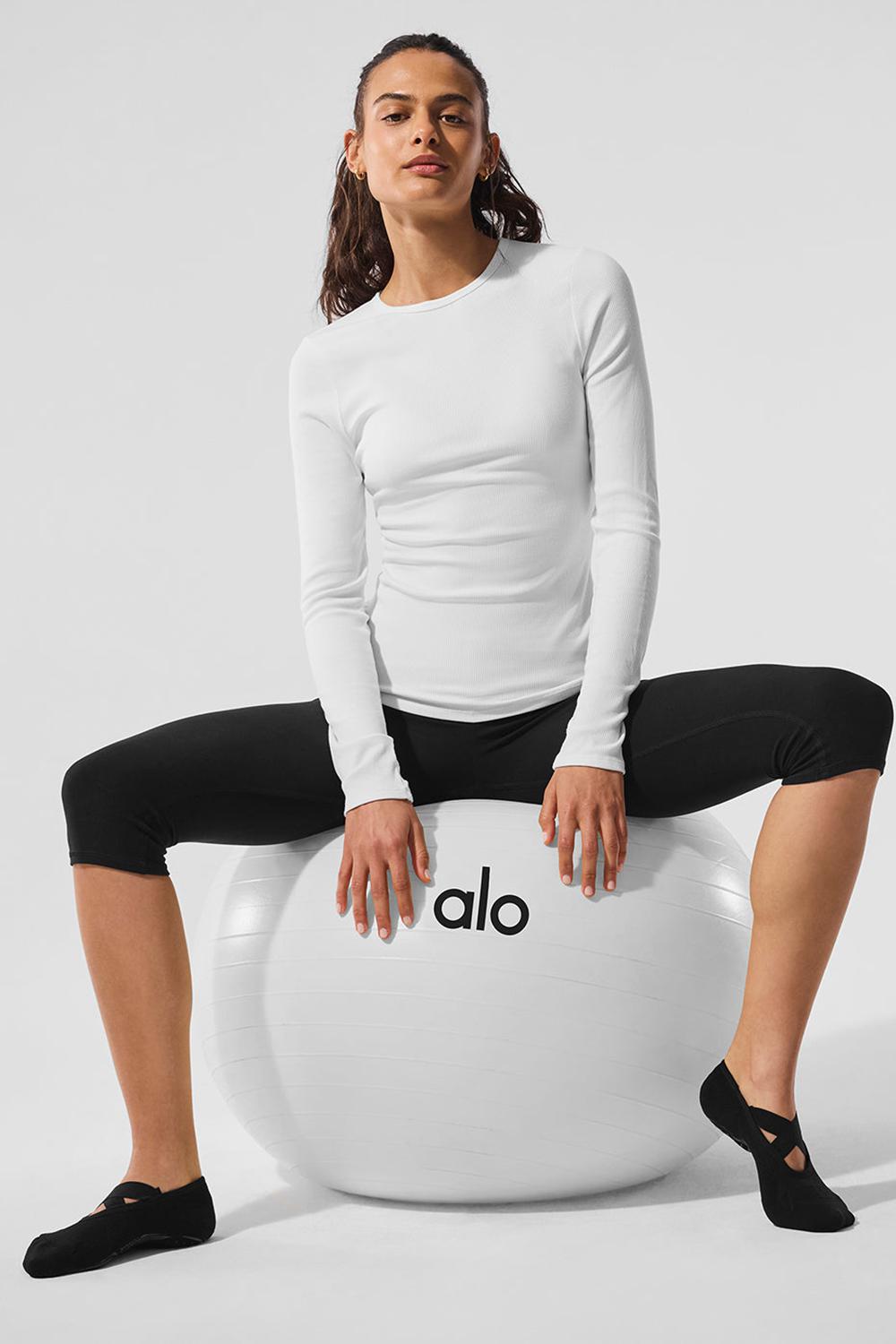 Camisetas Manga Larga Alo Yoga Ribbed Modal Mujer Blancas | Colombia  RZEK-76304
