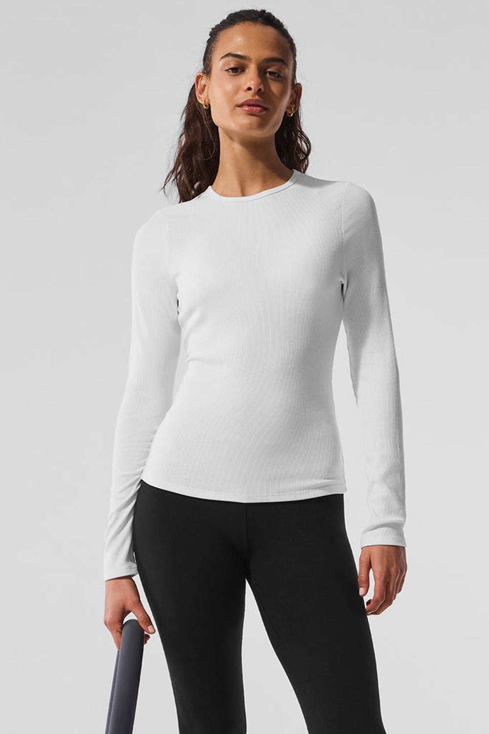 Camisetas Manga Larga Alo Yoga Ribbed Modal Mujer Blancas | Colombia  RZEK-76304