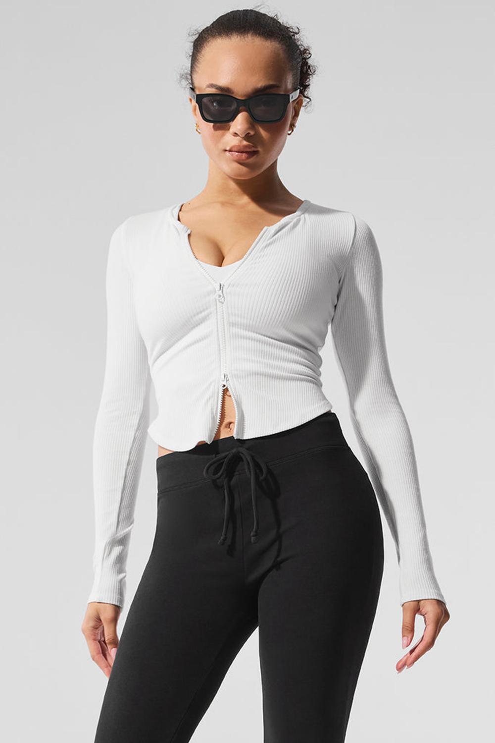 Camisetas Manga Larga Alo Yoga Ribbed Stardust Mujer Blancas | Colombia  VCYA-51290