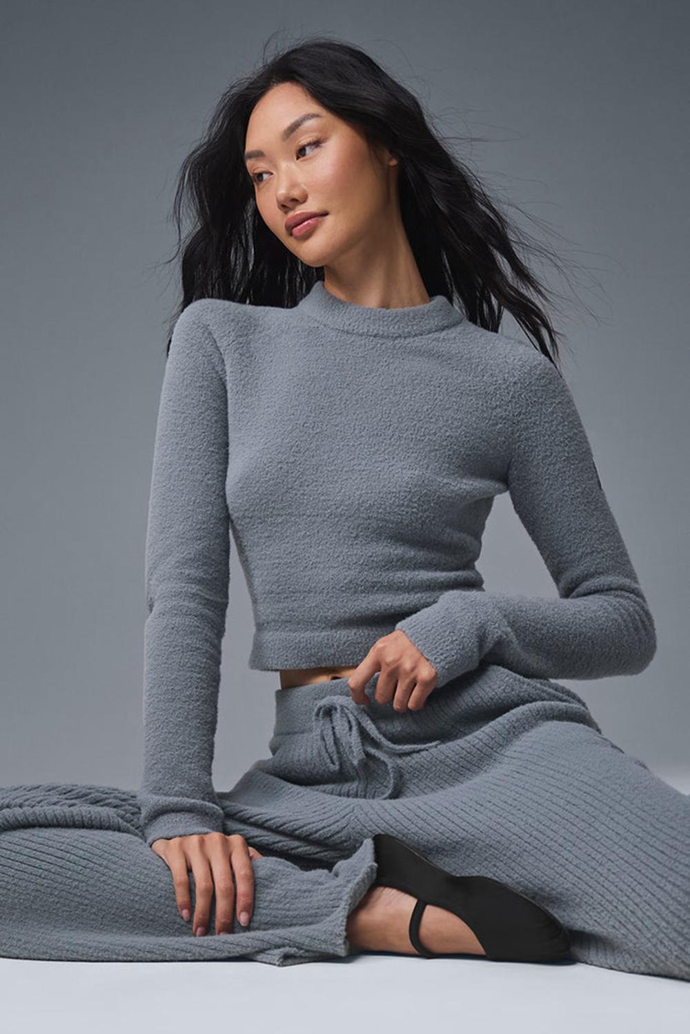 Camisetas Manga Larga Alo Yoga Snuggle Up Mujer Gris | Colombia  DRMA-64321
