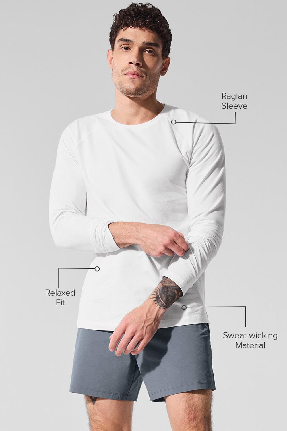 Camisetas Manga Larga Alo Yoga Vapor Crewneck Hombre Blancas | Colombia  OJZB-98613