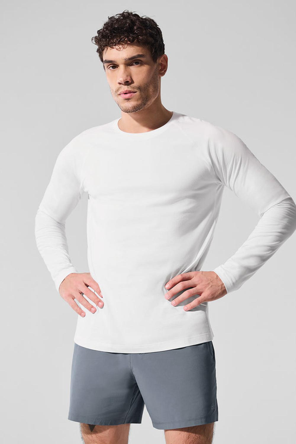 Camisetas Manga Larga Alo Yoga Vapor Crewneck Hombre Blancas | Colombia  OJZB-98613