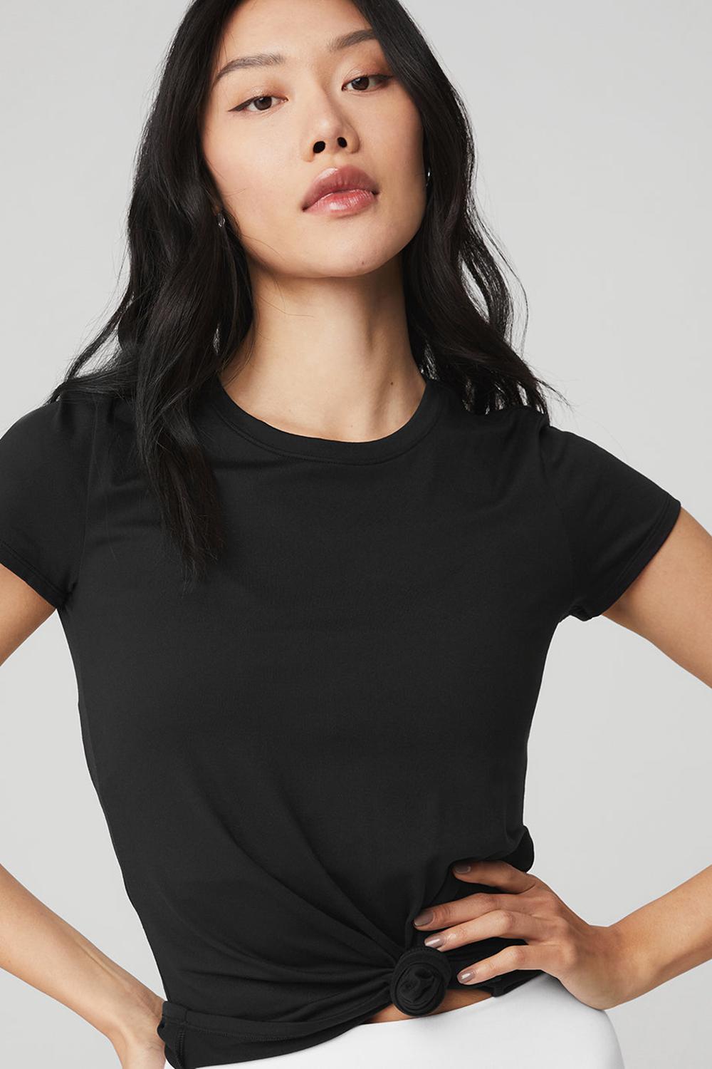 Camisetas Running Alo Yoga Alosoft Finesse Mujer Negras | Colombia  NOTU-12504