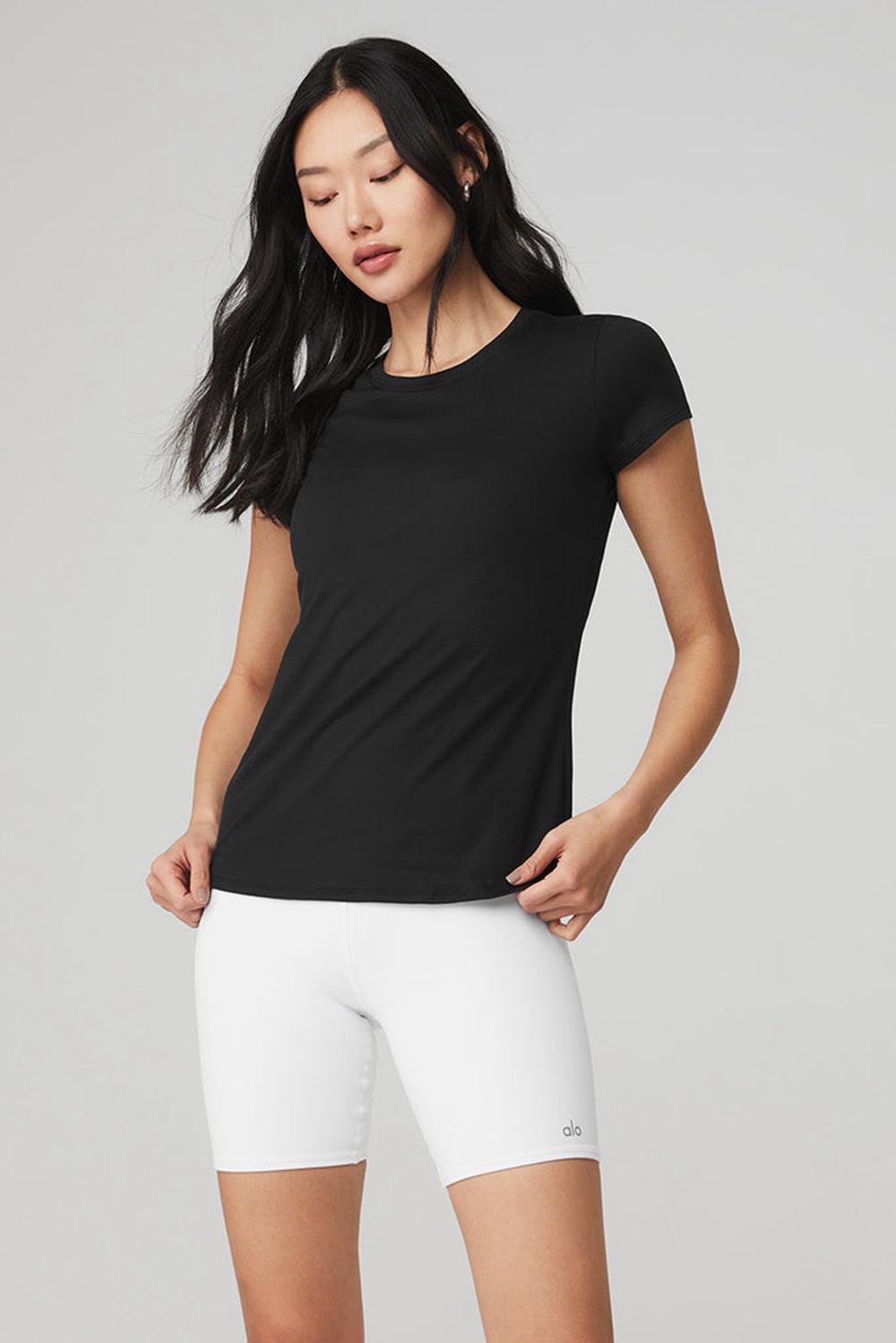 Camisetas Running Alo Yoga Alosoft Finesse Mujer Negras | Colombia  NOTU-12504