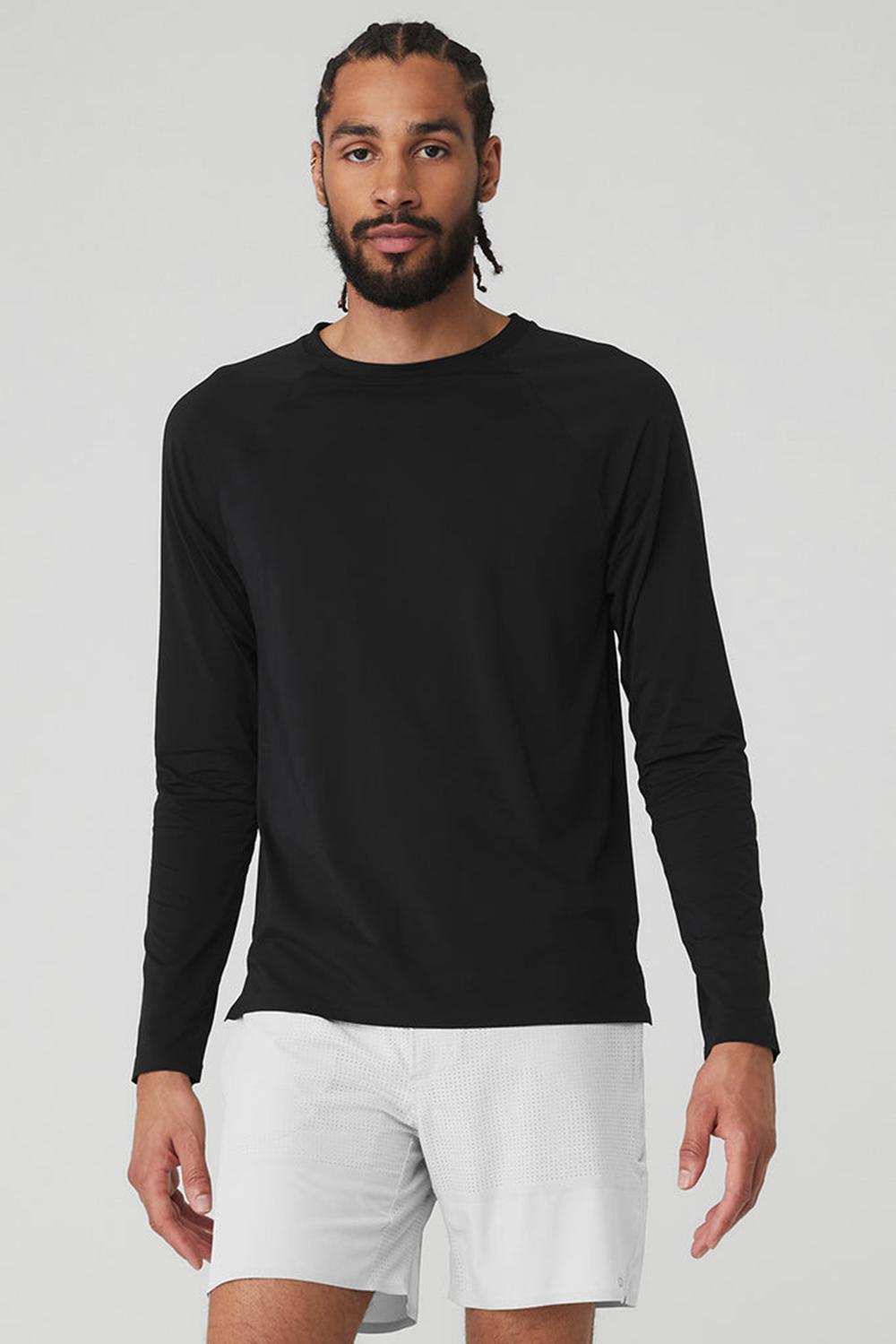 Camisetas Running Alo Yoga Idol Long Sleeve Performance Hombre Negras | Colombia  BGRF-34857