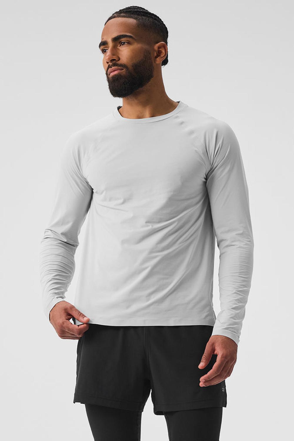 Camisetas Running Alo Yoga Idol Long Sleeve Performance Hombre Titanium | Colombia  EXCH-40693