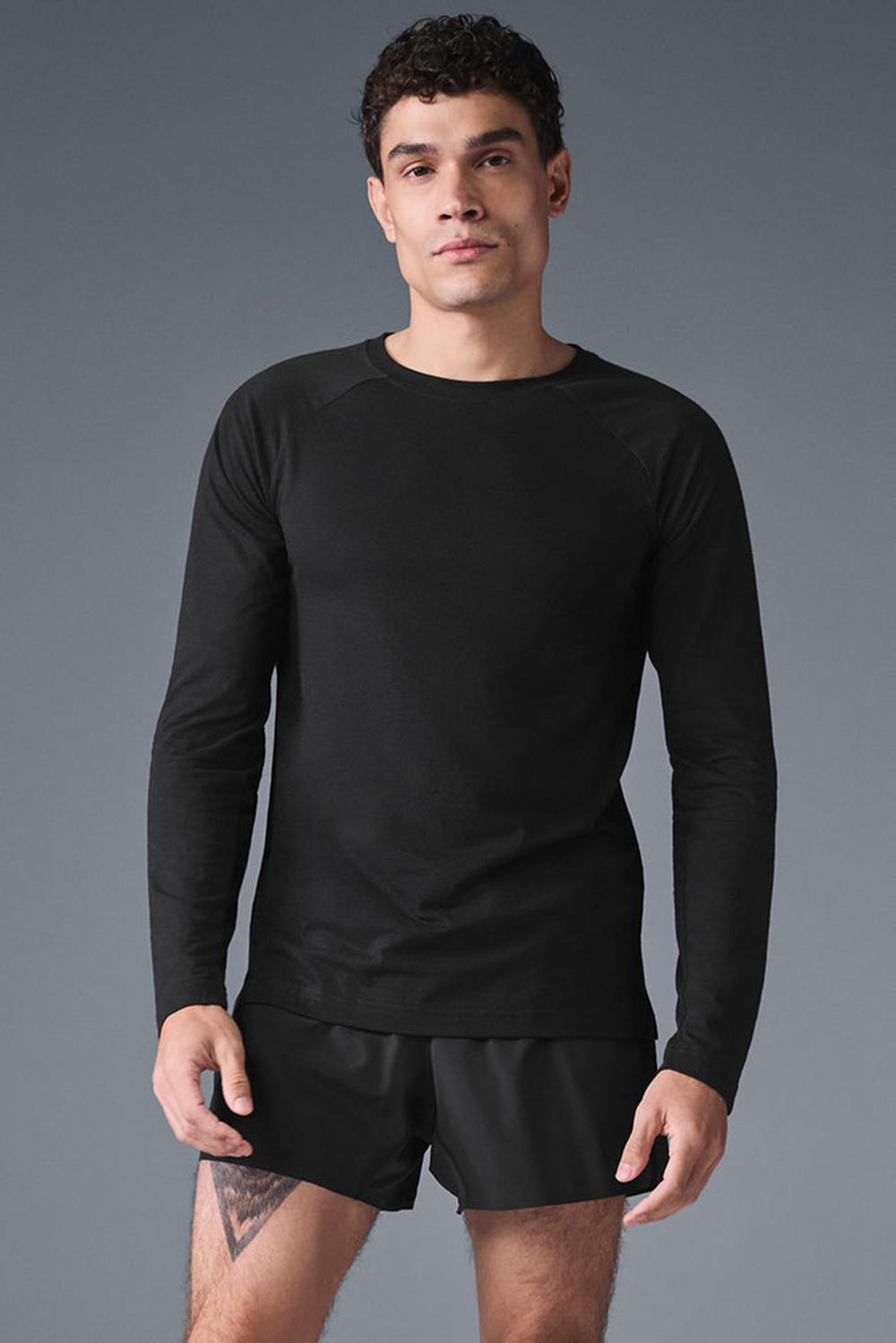 Camisetas Running Alo Yoga Triumph Long Sleeve Hombre Negras | Colombia  BVJP-05649