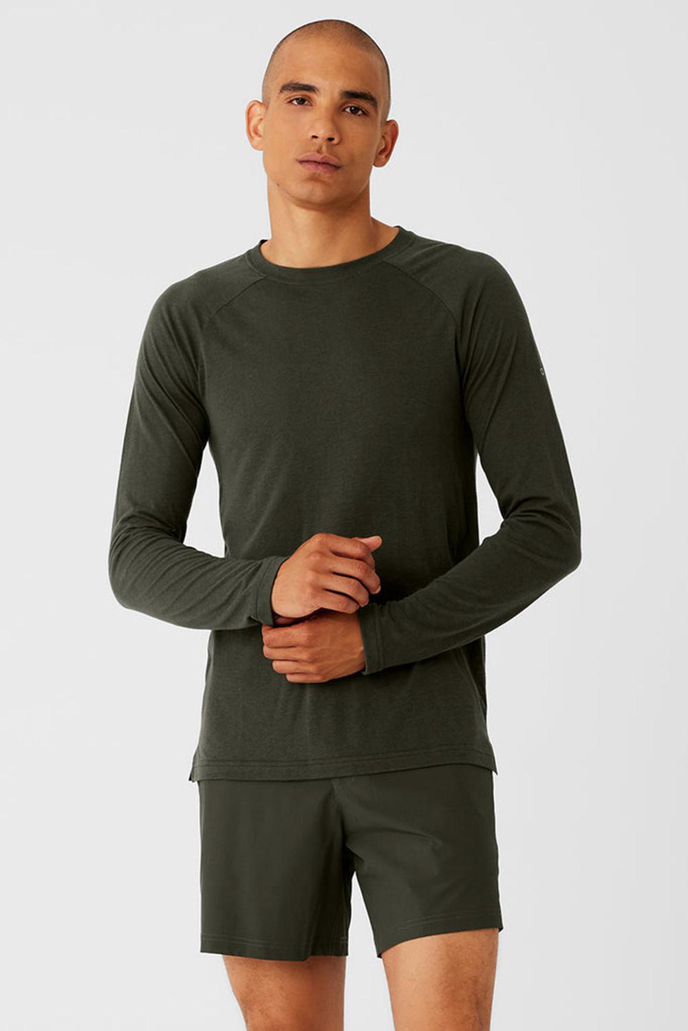 Camisetas Running Alo Yoga Triumph Long Sleeve Hombre Verde | Colombia  SAHB-16735