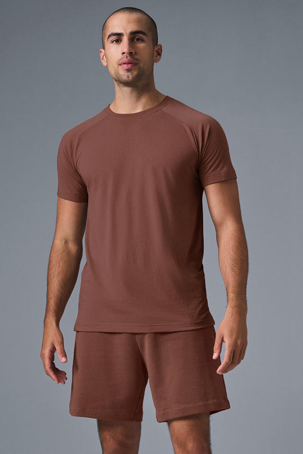 Camisetas Running Alo Yoga Triumph Raglan Hombre Chestnut | Colombia  SVNA-54928