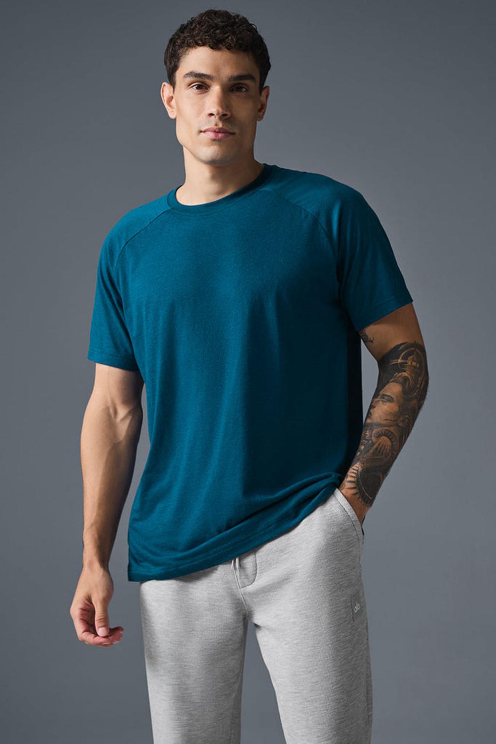 Camisetas Running Alo Yoga Triumph Raglan Hombre Azules | Colombia  SXGO-06475