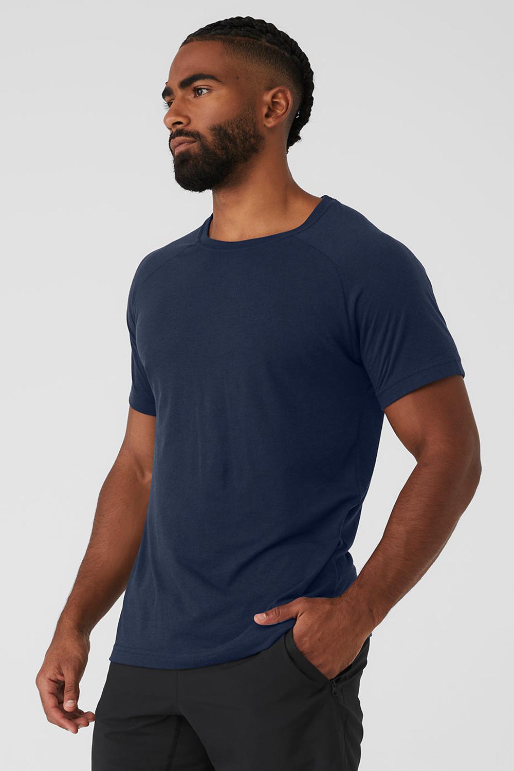 Camisetas Running Alo Yoga Triumph Raglan Hombre Azul Marino | Colombia  PSZF-59087