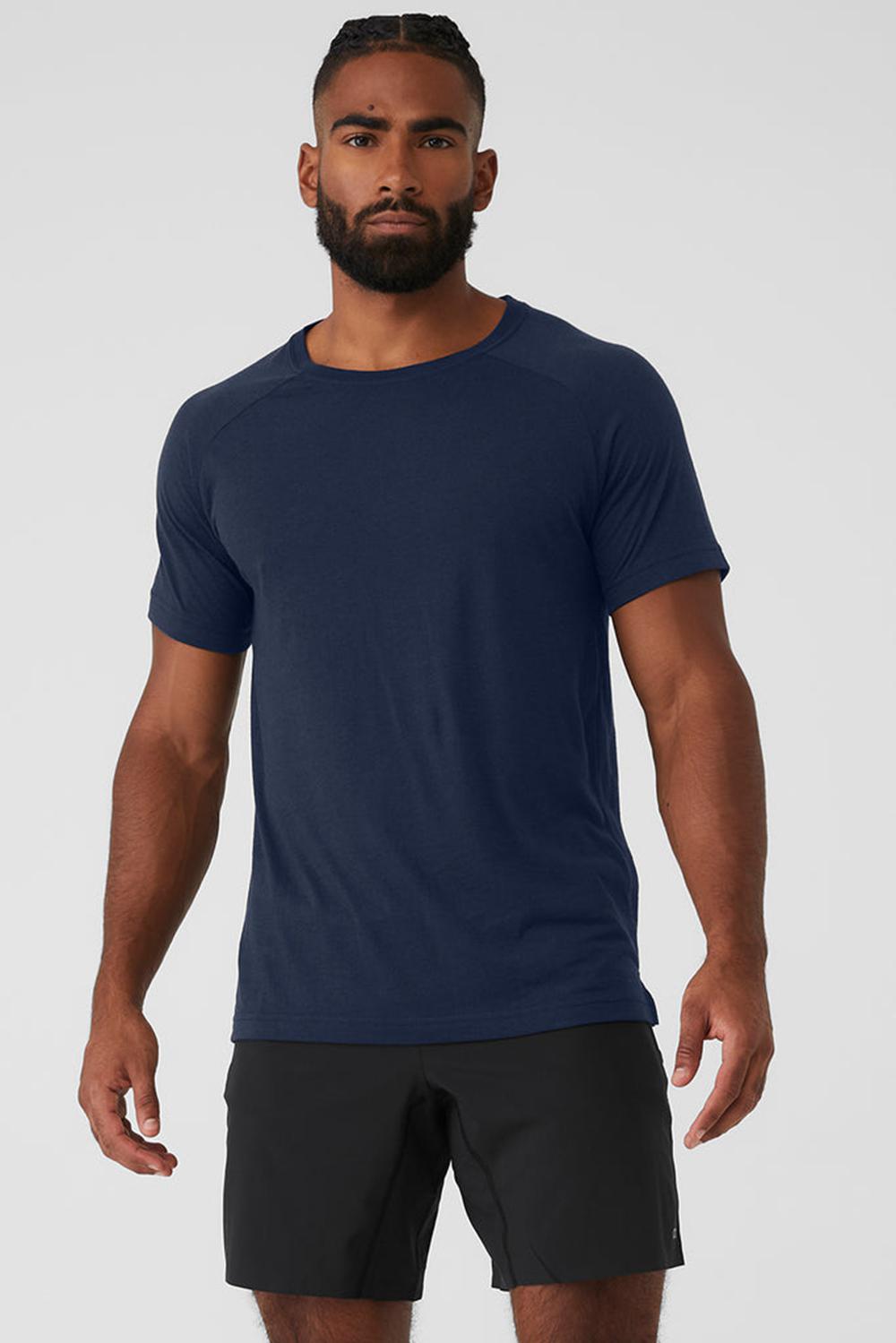 Camisetas Running Alo Yoga Triumph Raglan Hombre Azul Marino | Colombia  PSZF-59087