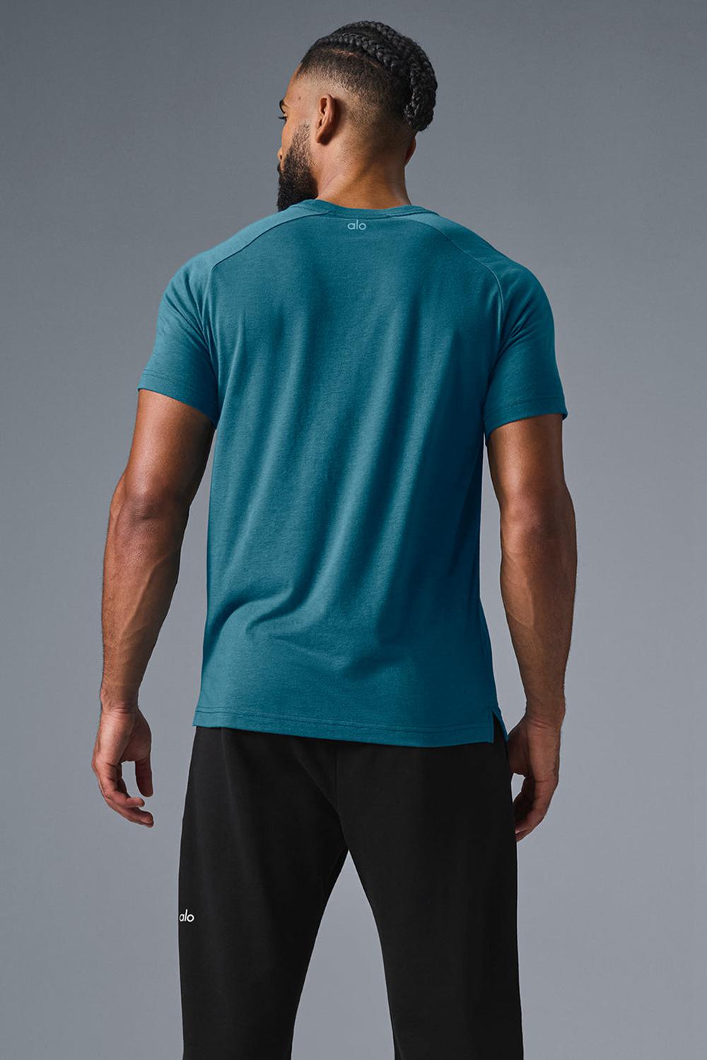 Camisetas Running Alo Yoga Triumph Raglan Hombre Oceanic Teal | Colombia  PKUB-56471