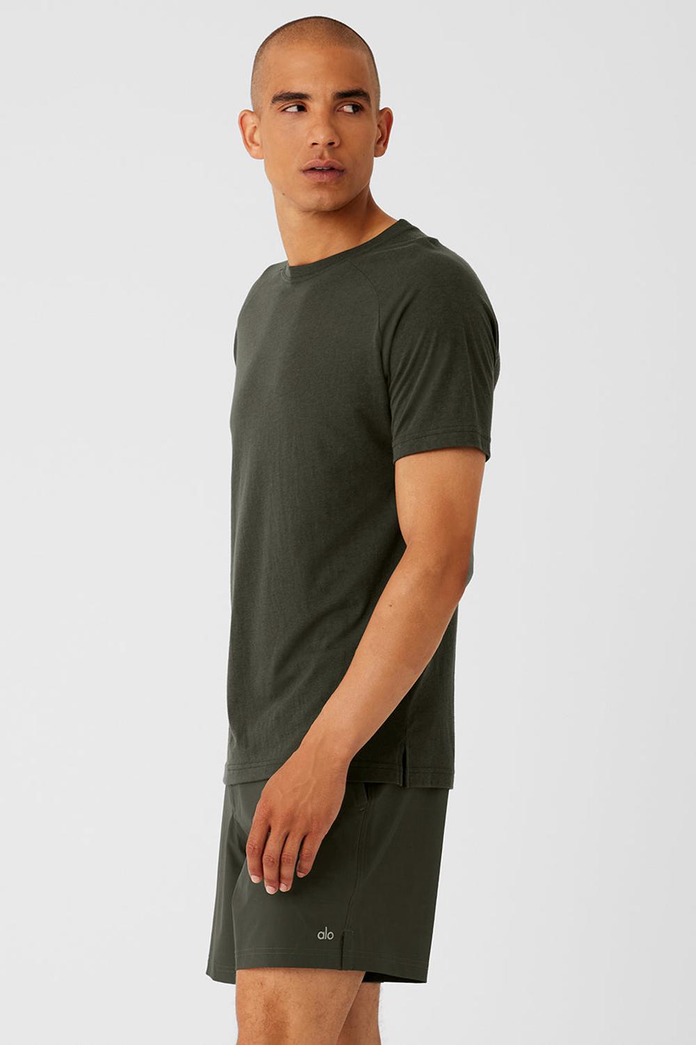 Camisetas Running Alo Yoga Triumph Raglan Hombre Verde | Colombia  NOLG-41596