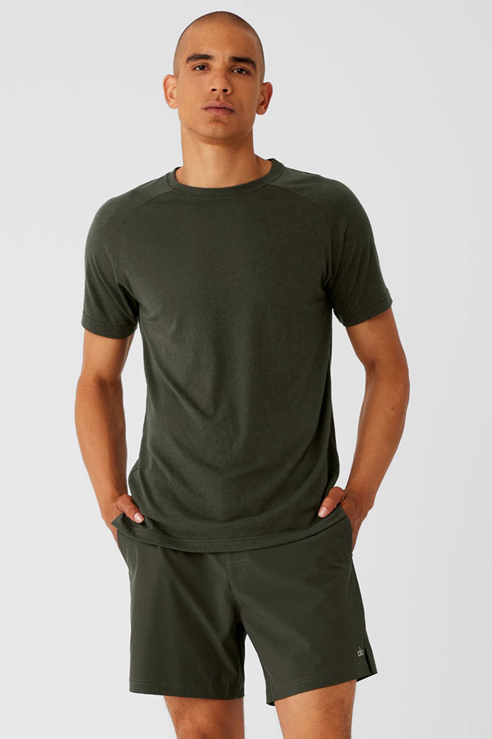 Camisetas Running Alo Yoga Triumph Raglan Hombre Verde | Colombia  NOLG-41596