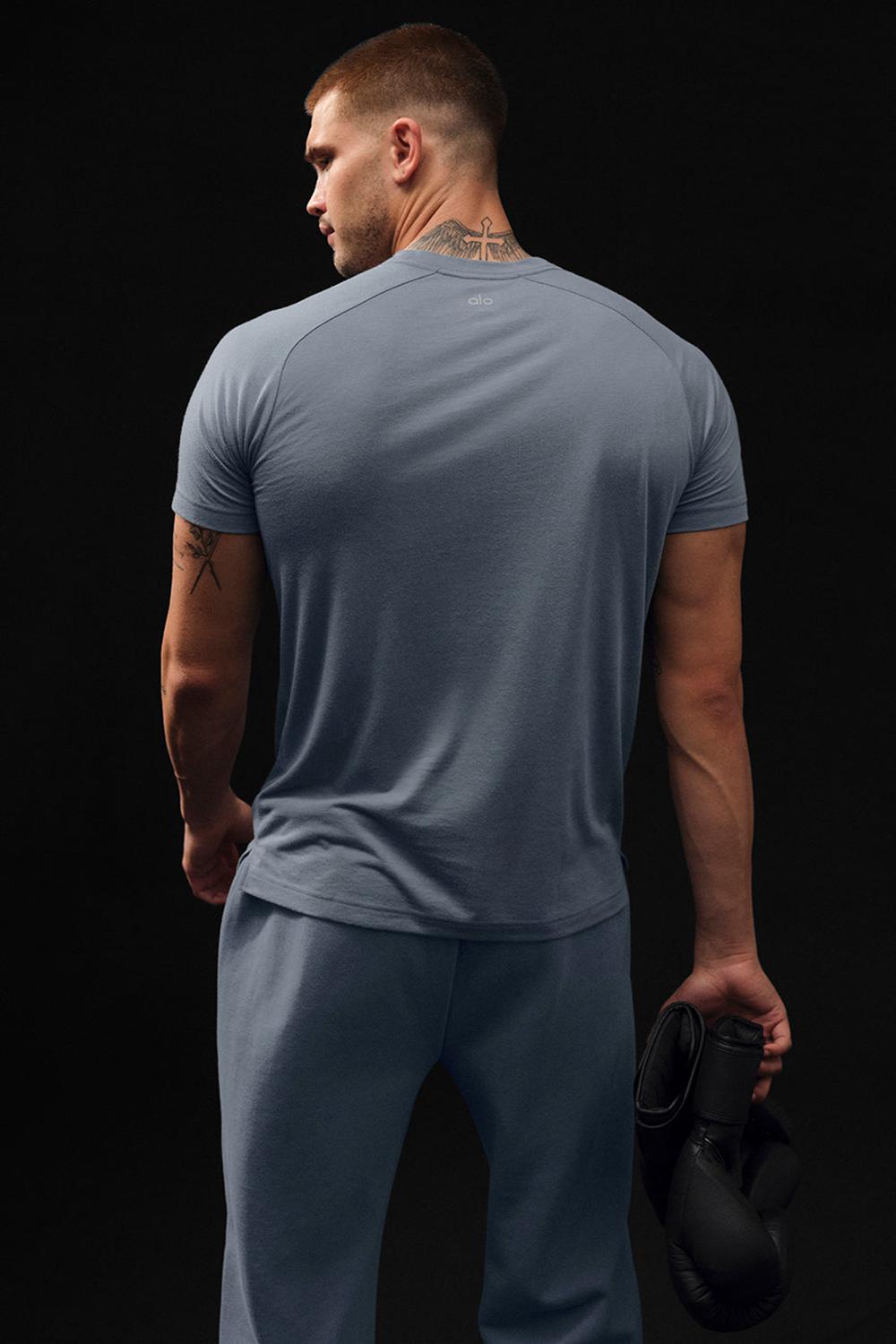 Camisetas Running Alo Yoga Triumph Raglan Hombre Gris | Colombia  AZCM-71623