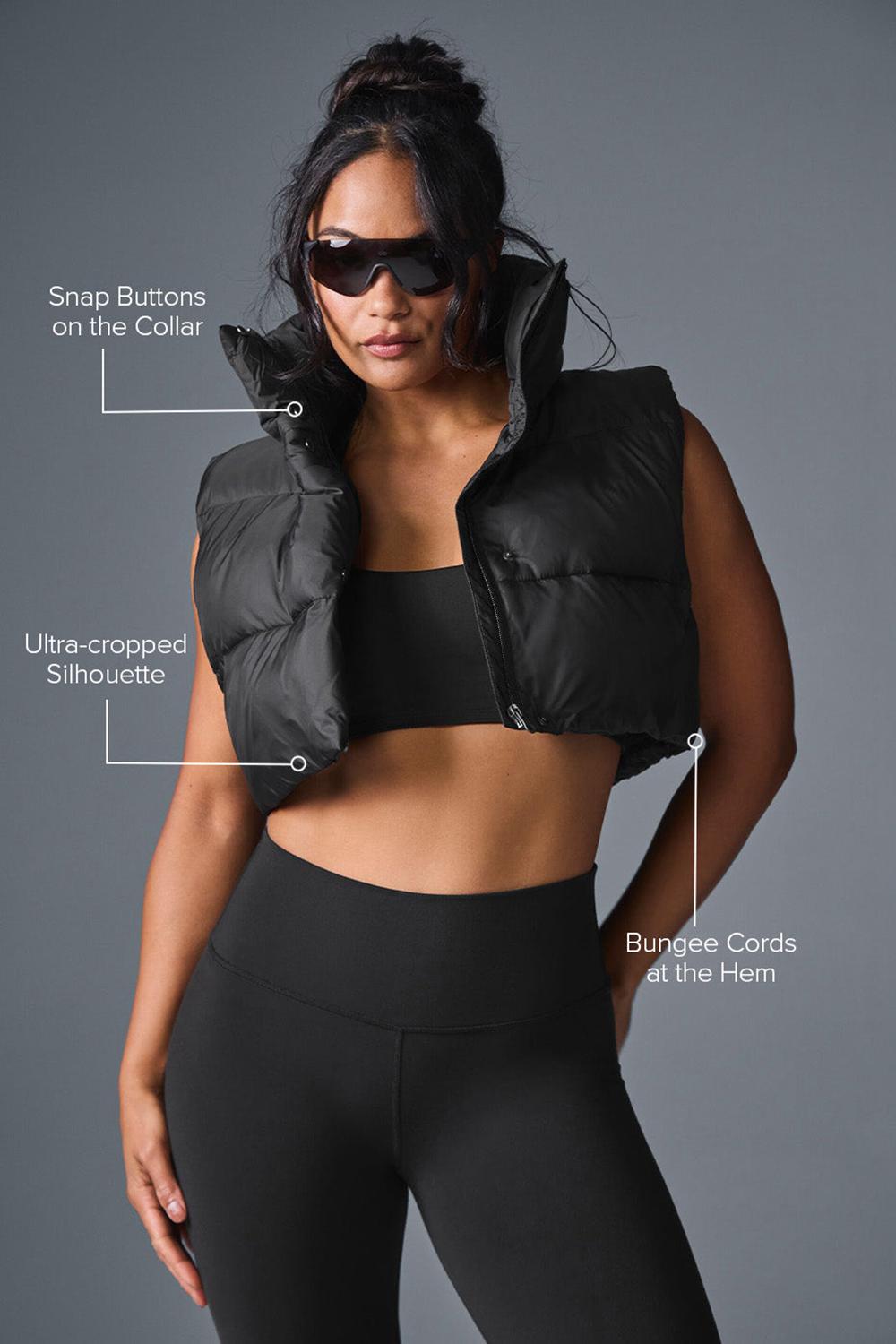 Chaleco Alo Yoga Cropped Gold Rush Puffer Mujer Negras | Colombia  WIVS-67854