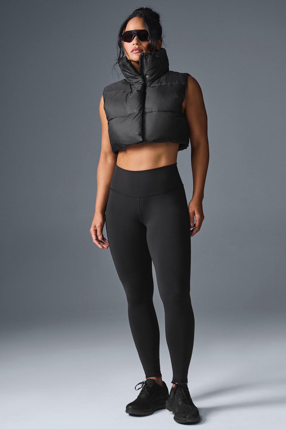 Chaleco Alo Yoga Cropped Gold Rush Puffer Mujer Negras | Colombia  WIVS-67854