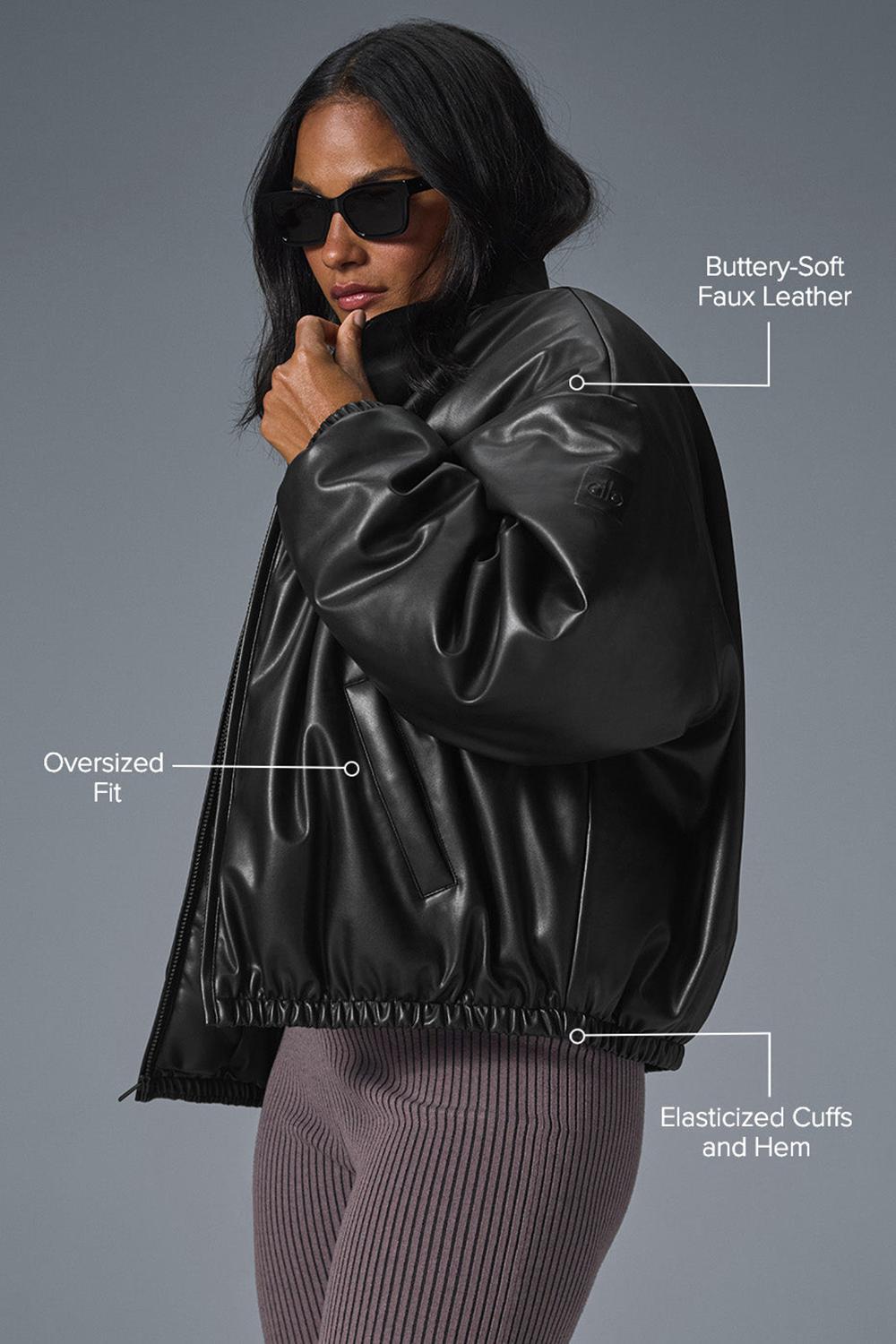 Chaqueta Bomber Alo Yoga Faux Leather Premier Mujer Negras | Colombia  CILM-41958