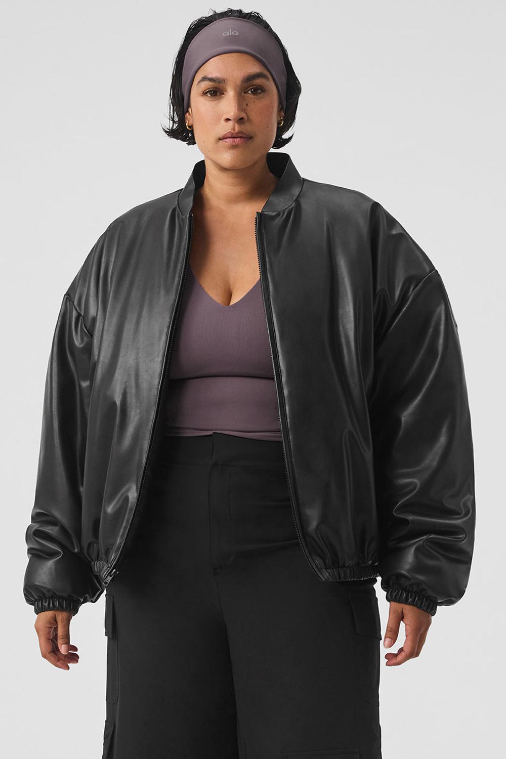 Chaqueta Bomber Alo Yoga Faux Leather Premier Mujer Negras | Colombia  CILM-41958
