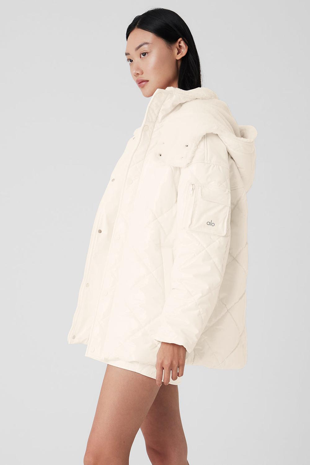 Chaqueta Puffer Alo Yoga Snomoto Mujer Ivory | Colombia  GDXR-12435