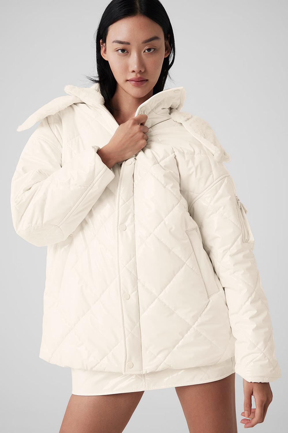 Chaqueta Puffer Alo Yoga Snomoto Mujer Ivory | Colombia  GDXR-12435