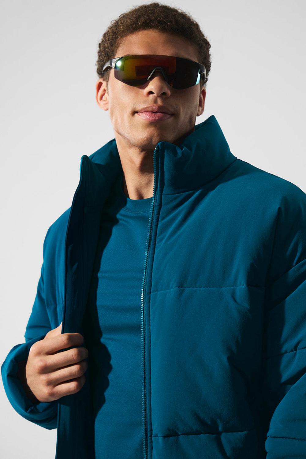 Chaqueta Puffer Alo Yoga Stretch Woven Street Hombre Azules | Colombia  MJKG-46723