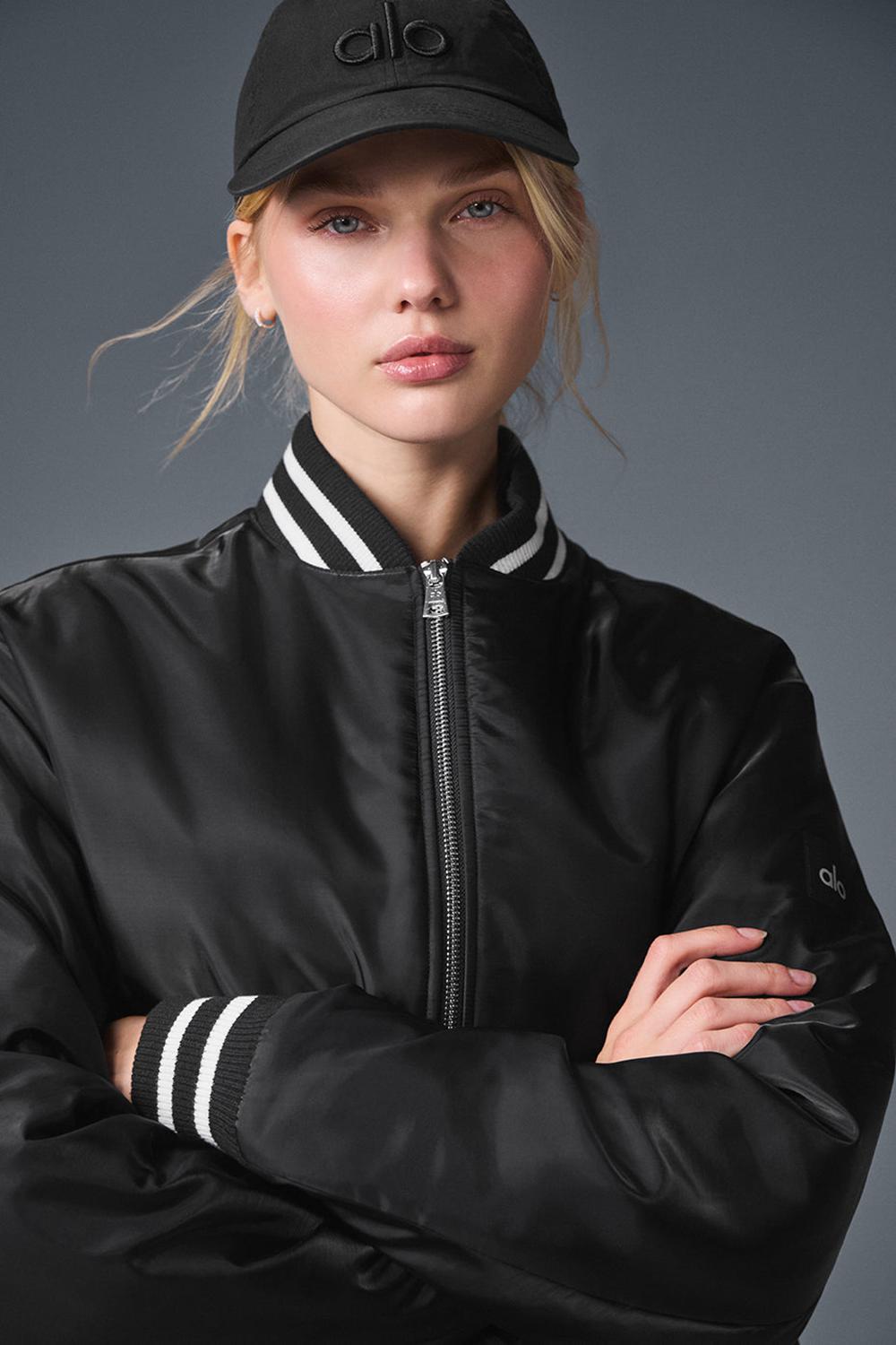 Chaquetas Alo Yoga Afterglow Varsity Mujer Negras | Colombia  FVZB-35907