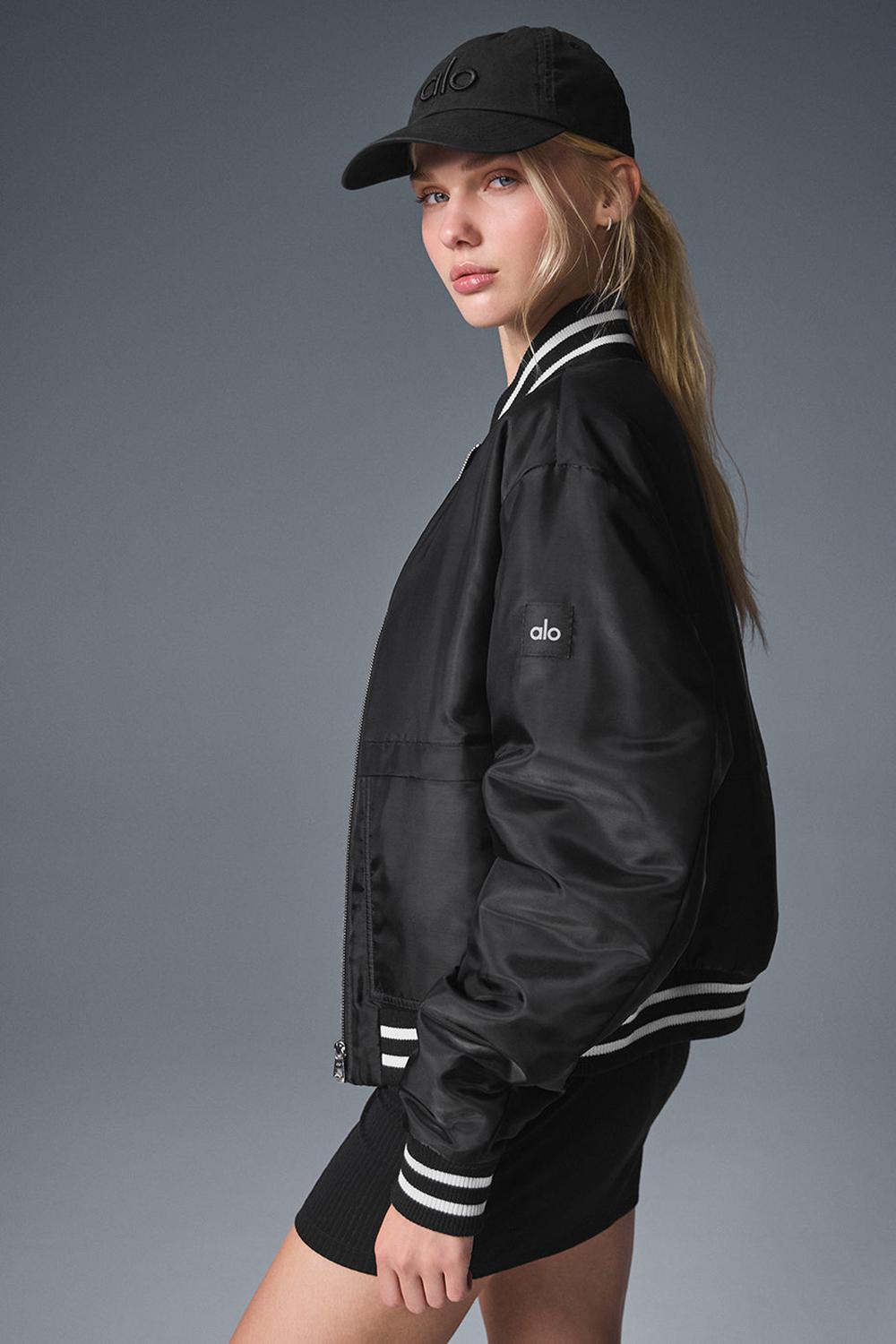Chaquetas Alo Yoga Afterglow Varsity Mujer Negras | Colombia  FVZB-35907