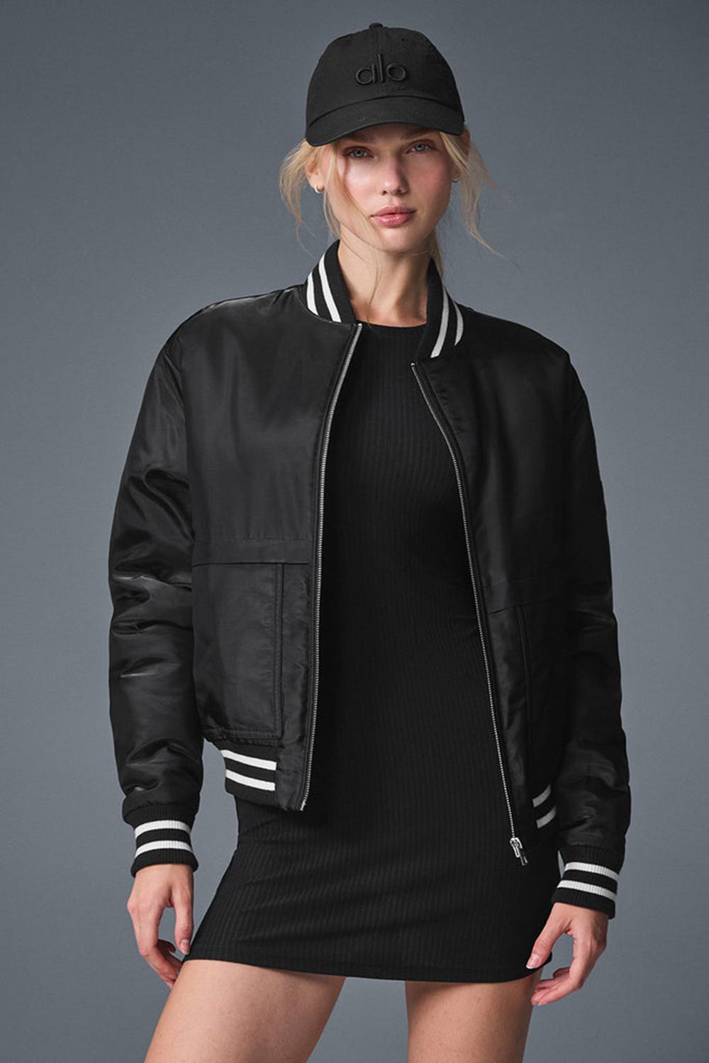 Chaquetas Alo Yoga Afterglow Varsity Mujer Negras | Colombia  FVZB-35907