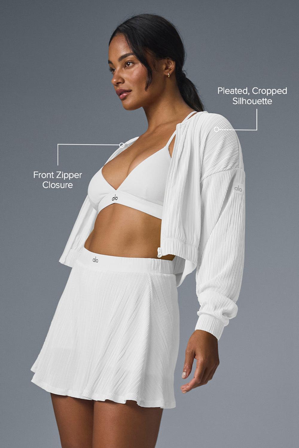 Chaquetas Alo Yoga Cropped Micro Plisse Mujer Blancas | Colombia  LKON-34652