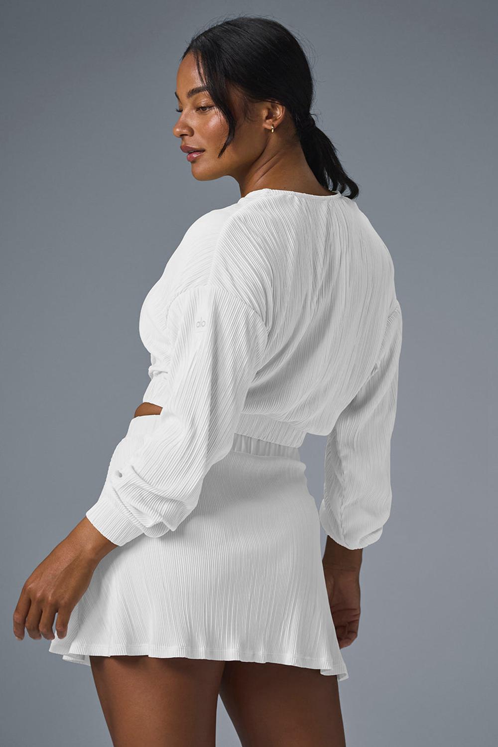 Chaquetas Alo Yoga Cropped Micro Plisse Mujer Blancas | Colombia  LKON-34652
