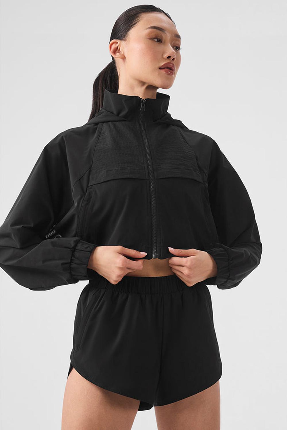 Chaquetas Alo Yoga Cropped Playmaker Mujer Negras | Colombia  ITJO-09326