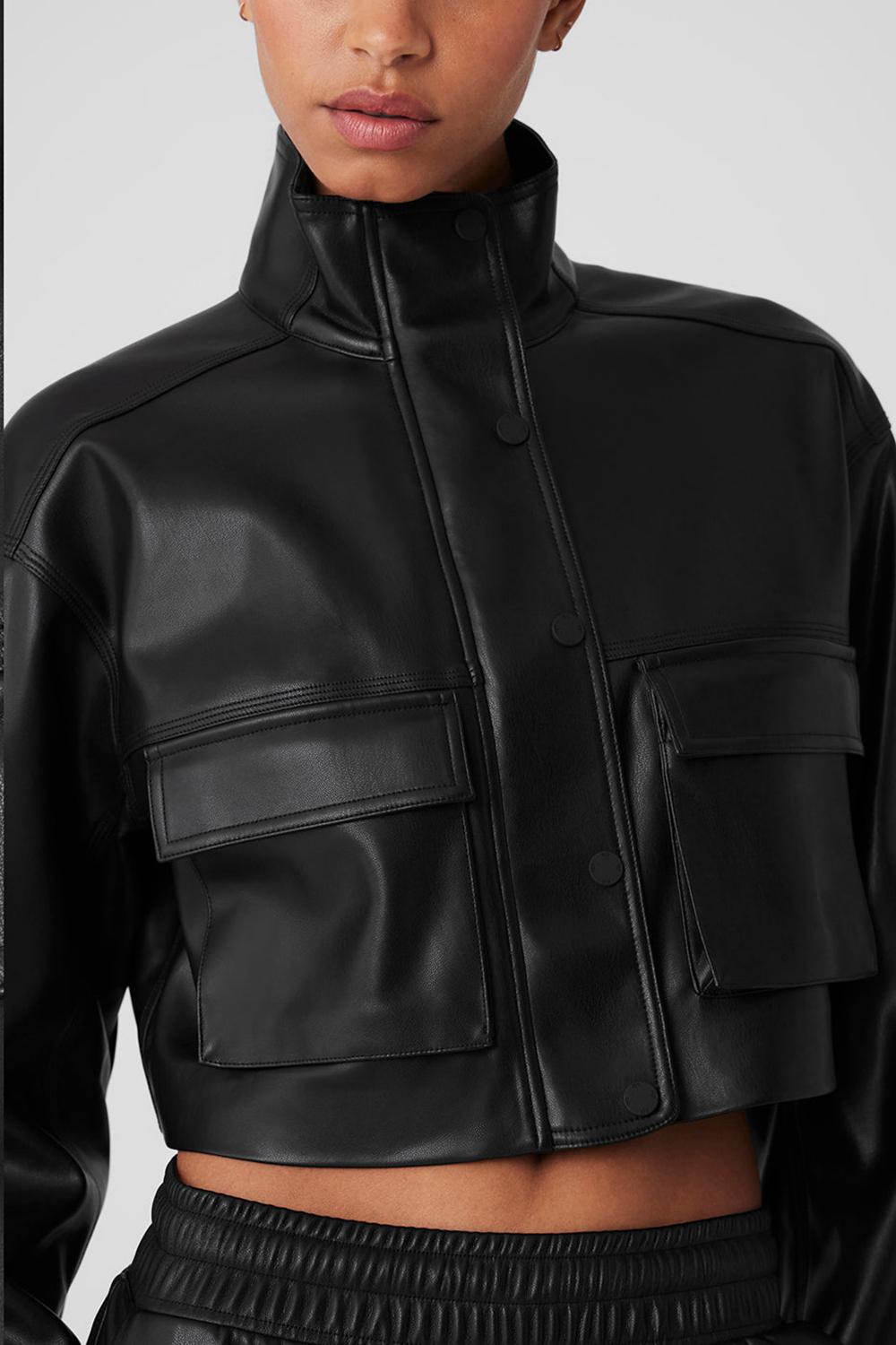 Chaquetas Alo Yoga Faux Leather Power Hour Mujer Negras | Colombia  BPYS-35081